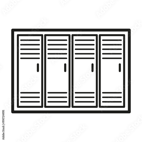 School locker icon. Storage unit vector. Black and white illustration. Organized space concept.