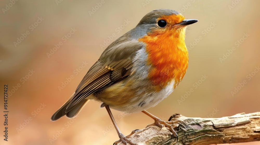 European Robin Perched on a Branch with a Blurry Background European Robin Perched on a Branch with a Blurry Background