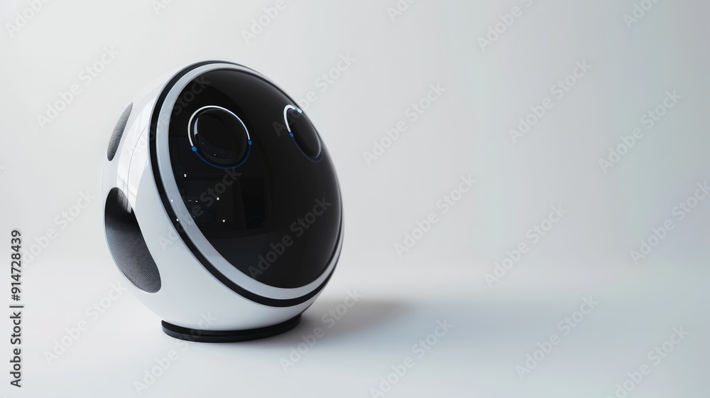 A detailed image of a sophisticated AI device with voice-controlled functions and high-resolution screen, separated from a white backdrop to showcase its state-of-the-art technology. A detailed image of a sophisticated AI device with voice-controlled functions and high-resolution screen, separated from a white backdrop to showcase its state-of-the-art technology.