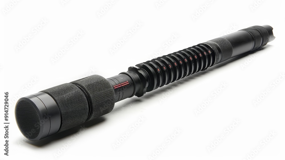 A professional shotgun microphone with a long, cylindrical shape and advanced features, isolated on a white background to highlight its precision and functionality. A professional shotgun microphone with a long, cylindrical shape and advanced features, isolated on a white background to highlight its precision and functionality.