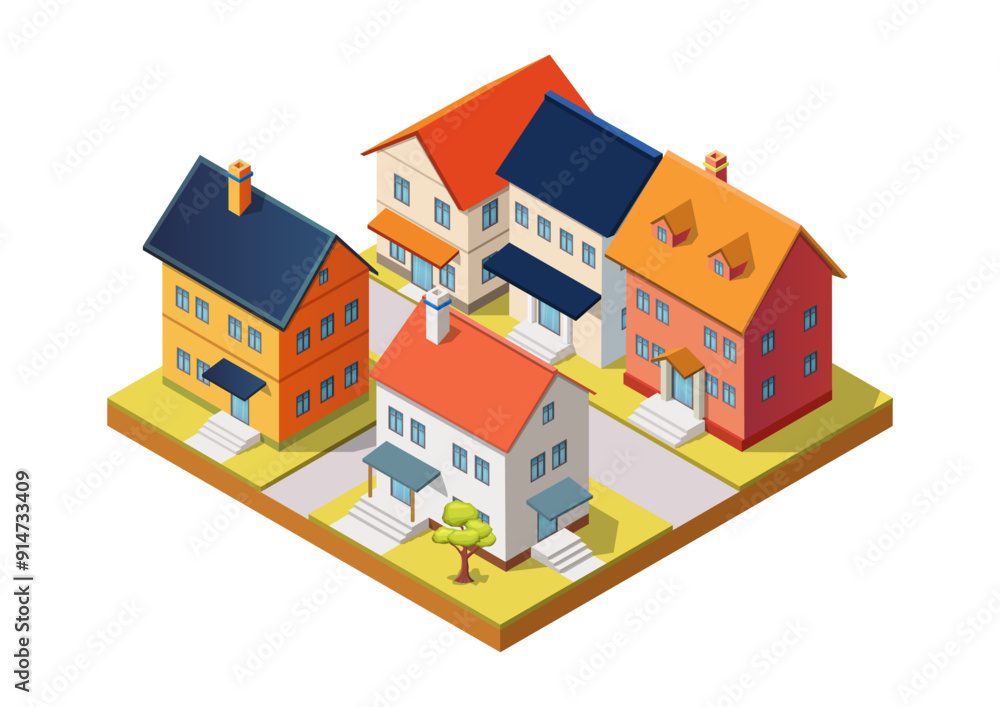 Isometric Traditional houses Isometric Traditional houses