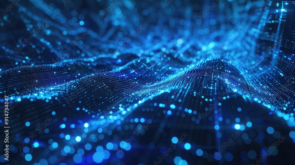 custom made wallpaper toronto digitalAbstract dark blue digital background with sparkling blue light particles and deep space.