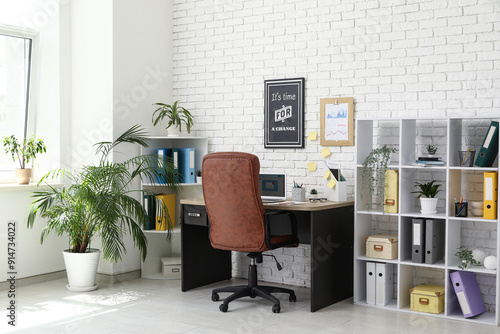 Interior of office with wor...