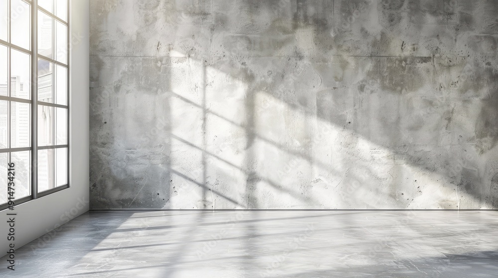 Studio background, cement room, showing sunlight on white wall and light gray background, banner backdrop for shasta daisy Studio background, cement room, showing sunlight on white wall and light gray background, banner backdrop for shasta daisy