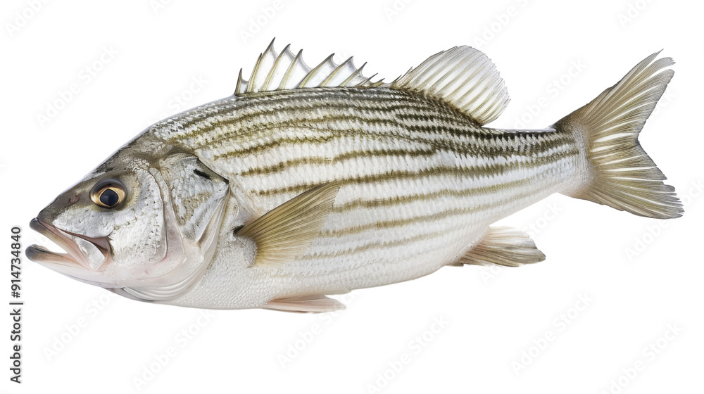 Fresh striped bass fish on transparent background Fresh striped bass fish on transparent background