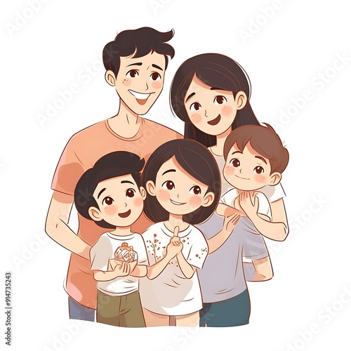 Happy Family Portrait Illustration