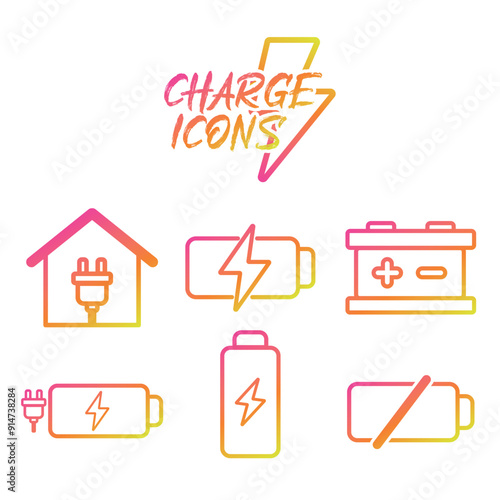 Set of Charge icon sketch Vector