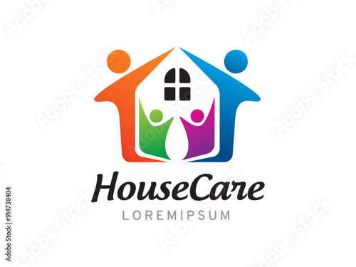House and people logo symbol or icon template