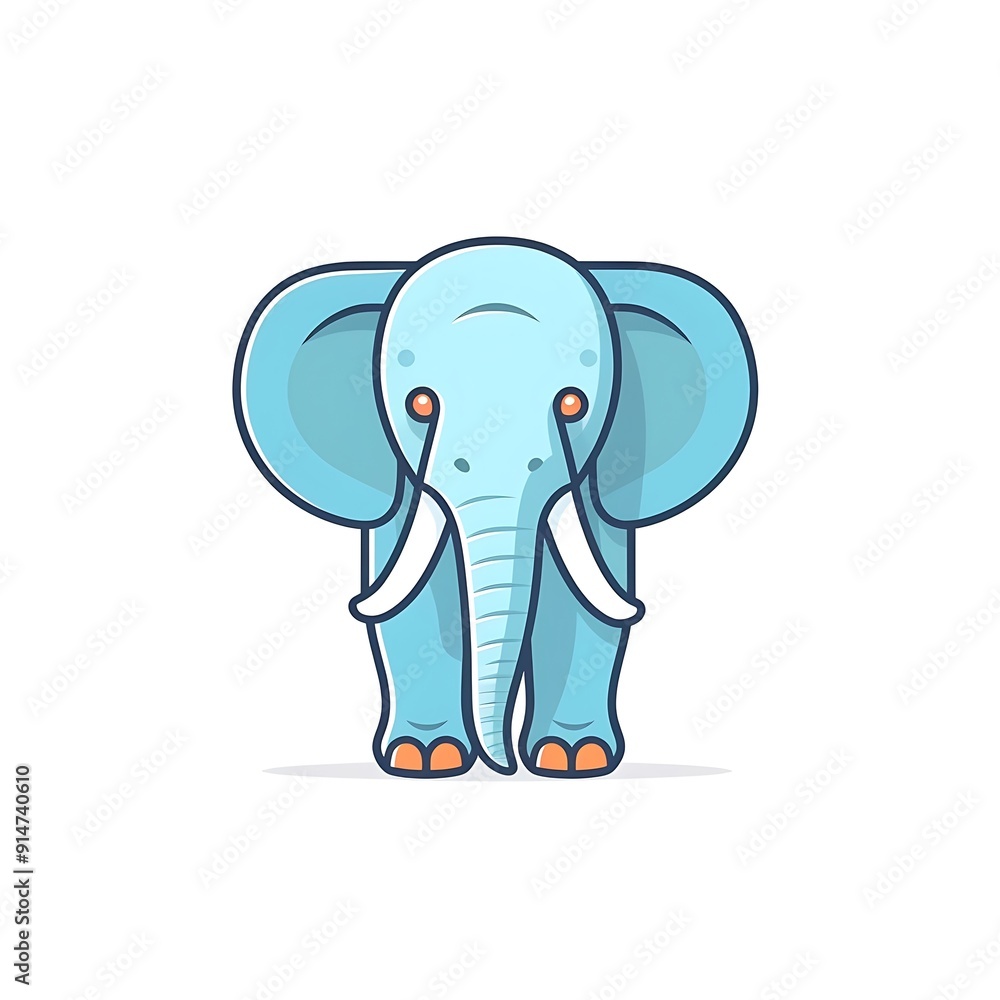 Cartoon Illustration of a Blue Elephant Standing on a White Background Cartoon Illustration of a Blue Elephant Standing on a White Background