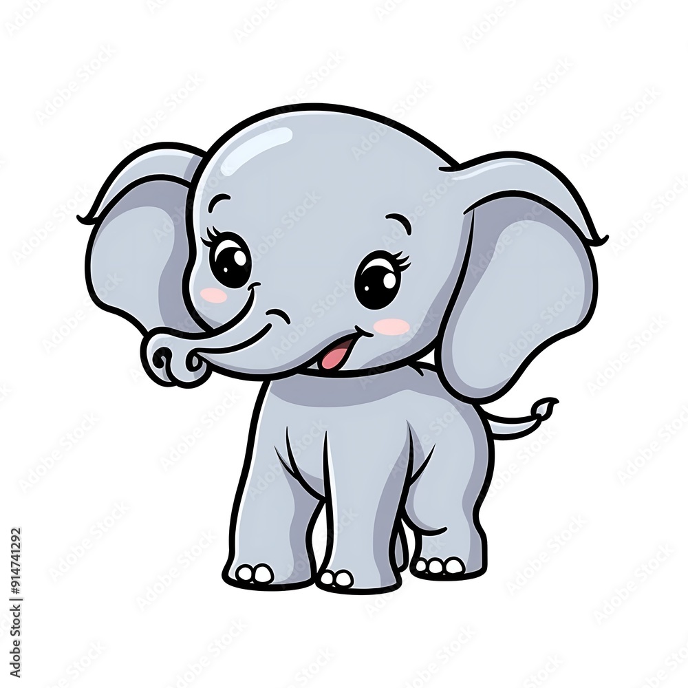 Cute Cartoon Baby Elephant Illustration With Large Ears Cute Cartoon Baby Elephant Illustration With Large Ears