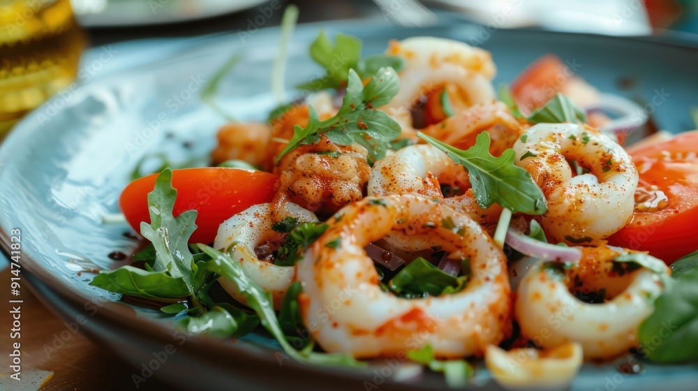 Grilled Calamari Salad with Tomatoes and Arugula Grilled Calamari Salad with Tomatoes and Arugula
