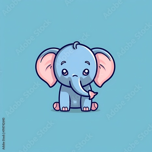 Cute Blue Elephant Cartoon Illustration