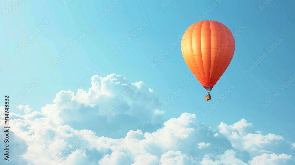 Naklejka premium Adventure in the sky vibrant hot air balloon soaring over clouds in blue heaven
