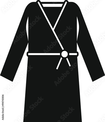 Black silhouette of a bathrobe, isolated on a white background