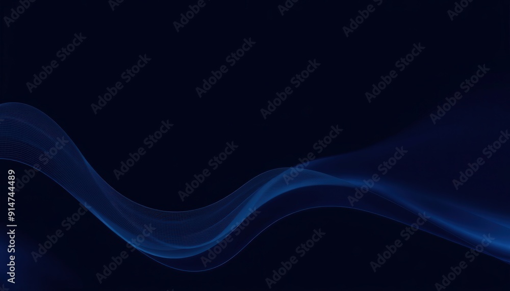 Abstract Blue Wave on Black Background. Abstract Blue Wave on Black Background.