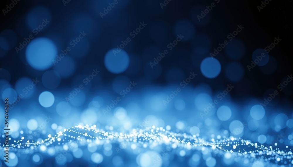 Fototapeta premium Abstract Blue Bokeh Background with Wavy Texture.