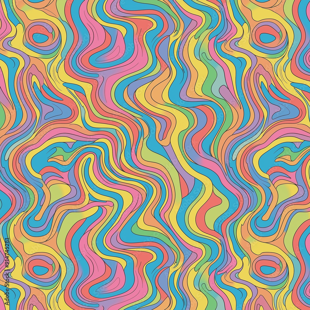 Colourful Waves Groovy Journey Seamless Pattern Collection Digital Download Colourful Waves Groovy Journey Seamless Pattern Collection Digital Download