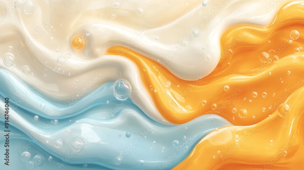 Abstract Fluid Art with Colorful Waves and Bubbles Abstract Fluid Art with Colorful Waves and Bubbles