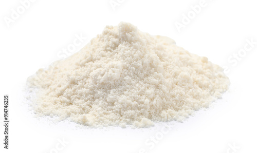 Heap of coconut flour isolated on white