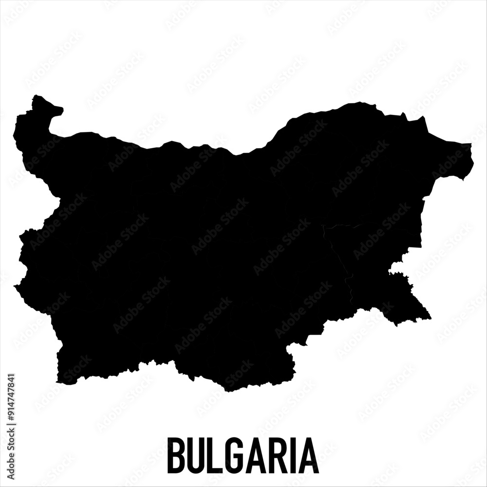 Bulgaria Blank Vector Map on White Background. High-Detailed Black Silhouette Map of Azerbaijan. Bulgaria Blank Vector Map on White Background. High-Detailed Black Silhouette Map of Azerbaijan.