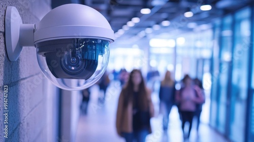 CCTV camera network on a college campus, students walking, educational safety, CCTV camera, campus security systems
