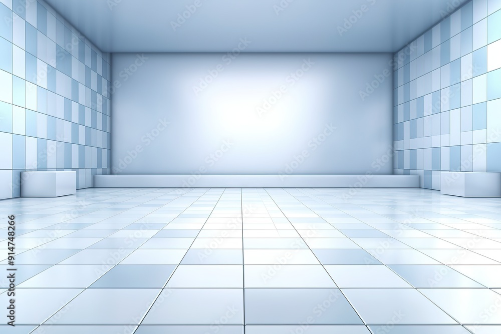 Empty white room with tiled walls and floor. Empty white room with tiled walls and floor.