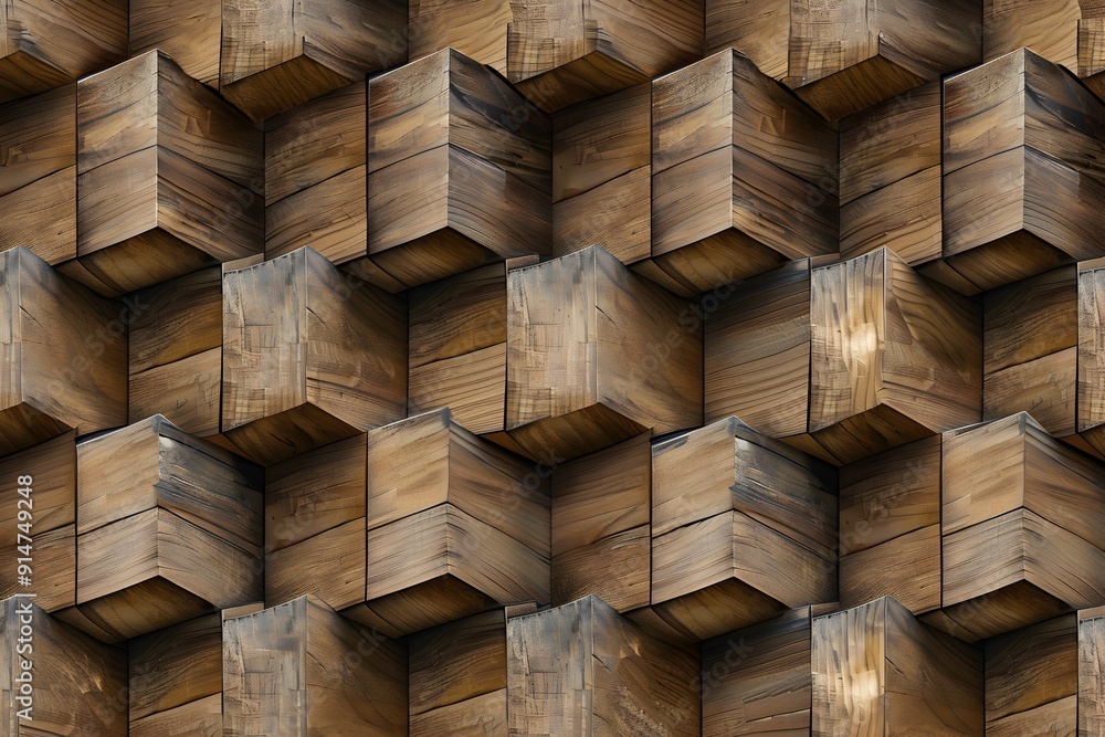 A seamless pattern of wooden blocks arranged in an intricate geometric arrangement, creating a visually appealing and textured background for various applications. The wood texture adds warmth to the A seamless pattern of wooden blocks arranged in an intricate geometric arrangement, creating a visually appealing and textured background for various applications. The wood texture adds warmth to the
