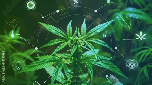 Wallpaper Mural Cannabis Plant with Science and Technology Graphics Torontodigital.ca