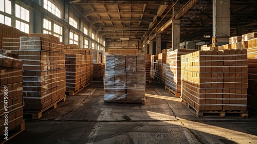 Wallpaper Mural Industrial warehouse with numerous wooden pallets in neat rows Torontodigital.ca