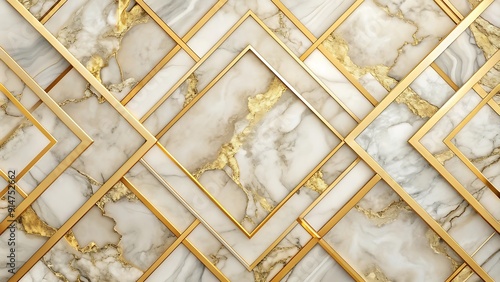 Abstract Golden and White Marble Background.