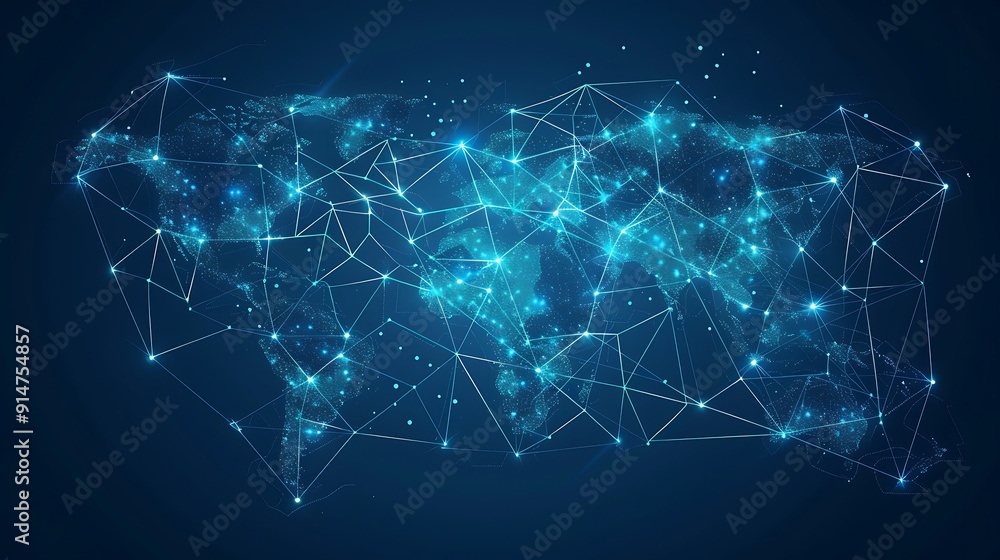Global Network Connections - Abstract World Map Global Network Connections - Abstract World Map