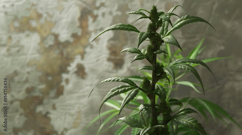 Obraz premium Close-up of a Cannabis Plant with Blurred Background