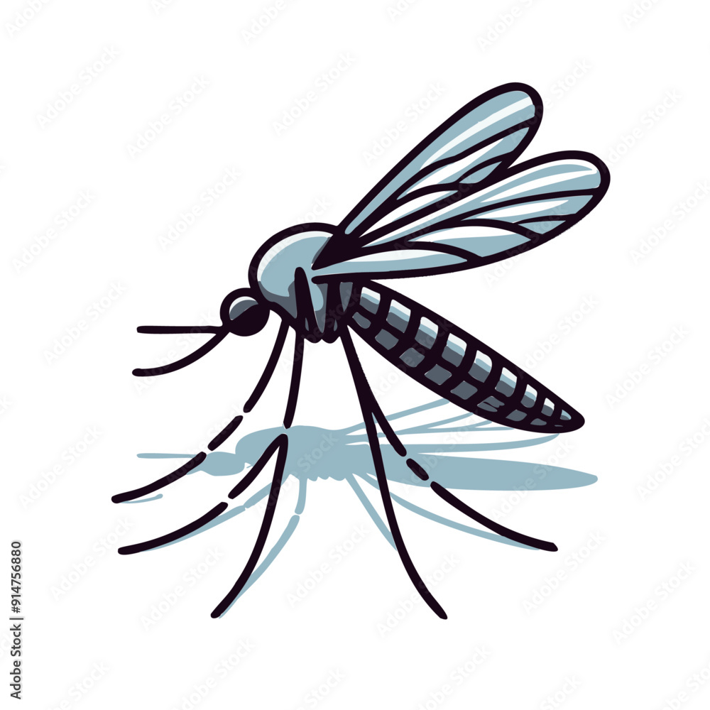 The mosquito's detailed body and legs are prominently displayed, with its proboscis extended as if ready to bite The mosquito's detailed body and legs are prominently displayed, with its proboscis extended as if ready to bite