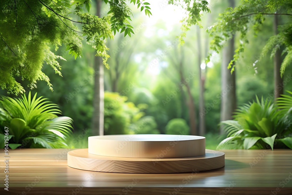Wooden Podium in a Forest Setting. Wooden Podium in a Forest Setting.