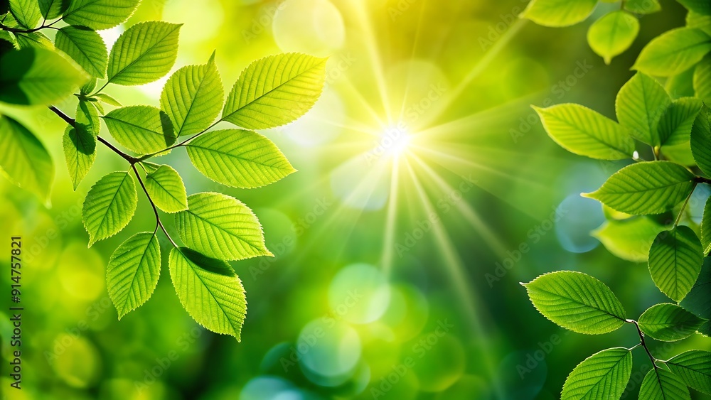 Sunbeams through Green Leaves. Sunbeams through Green Leaves.