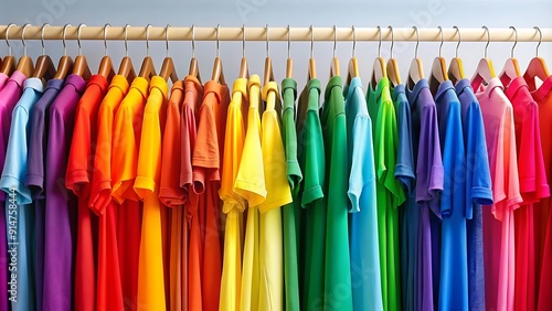 Rainbow of Colors on Clothes Hangers.