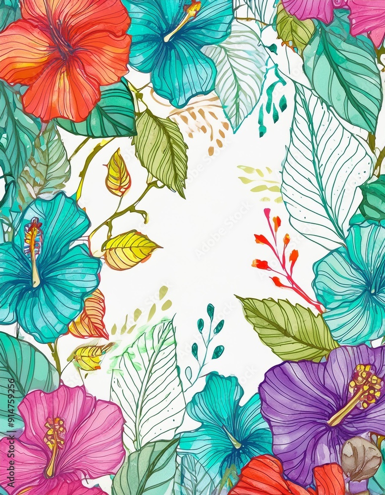 Fototapeta premium seamless border with flowers