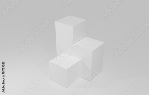 3D render white podium box illustration