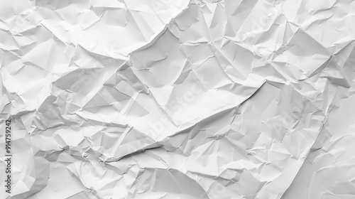 Texture background of crumpled white paper poster