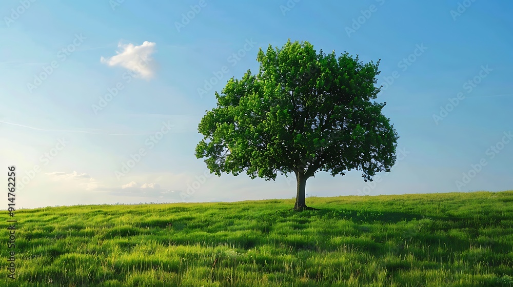 Obraz premium Solitary Tree in a Lush Meadow