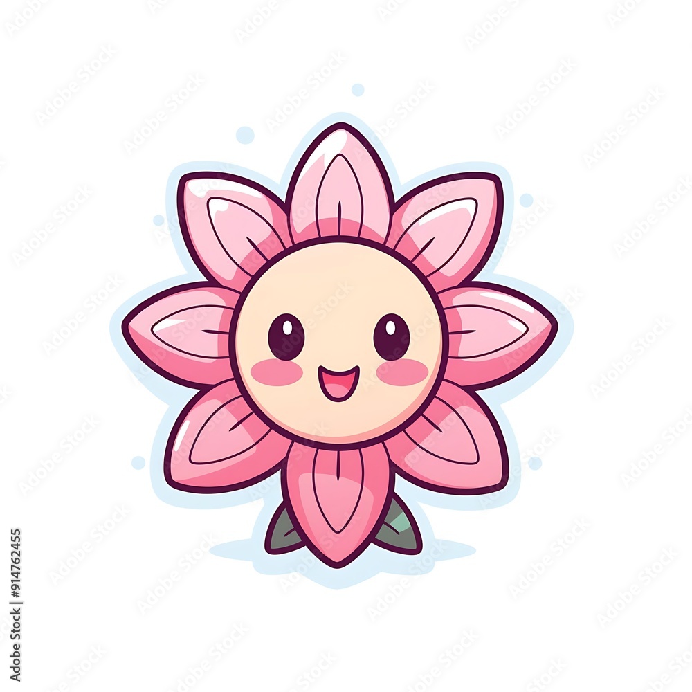 A Pink Cartoon Flower With a Big Smile A Pink Cartoon Flower With a Big Smile