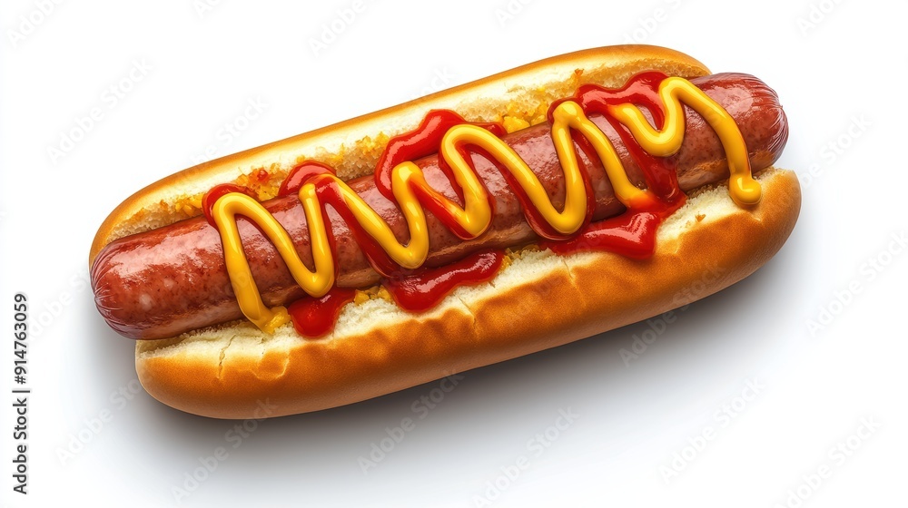 Classic Hot Dog with Ketchup and Mustard Condiments Classic Hot Dog with Ketchup and Mustard Condiments