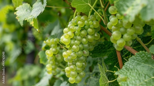 Wallpaper Mural Green Grapes Hanging on a Vine with Lush Foliage Torontodigital.ca