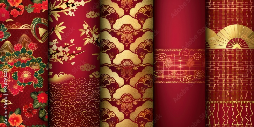 Chinese New Year Red and Gold Design Patterns Chinese New Year Red and Gold Design Patterns