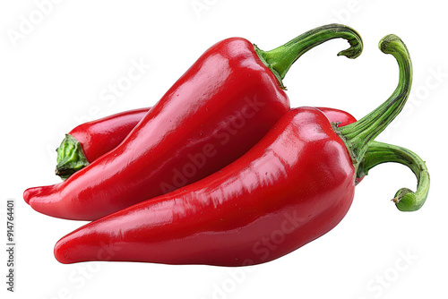 Three red chili peppers are shown in a row