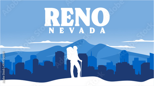city ​​of reno nevada united states with sky background