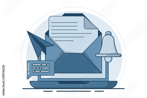 Newsletter subscription concept. Email Service with Correspondence Delivery. Alerts and bells, Email Newsletter Notifications, Marketing Announcements, Digital Communications, Customer Alerts. vector.
