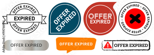 offer expired due time promo advertise quality deadline expiration stamp icon design collection