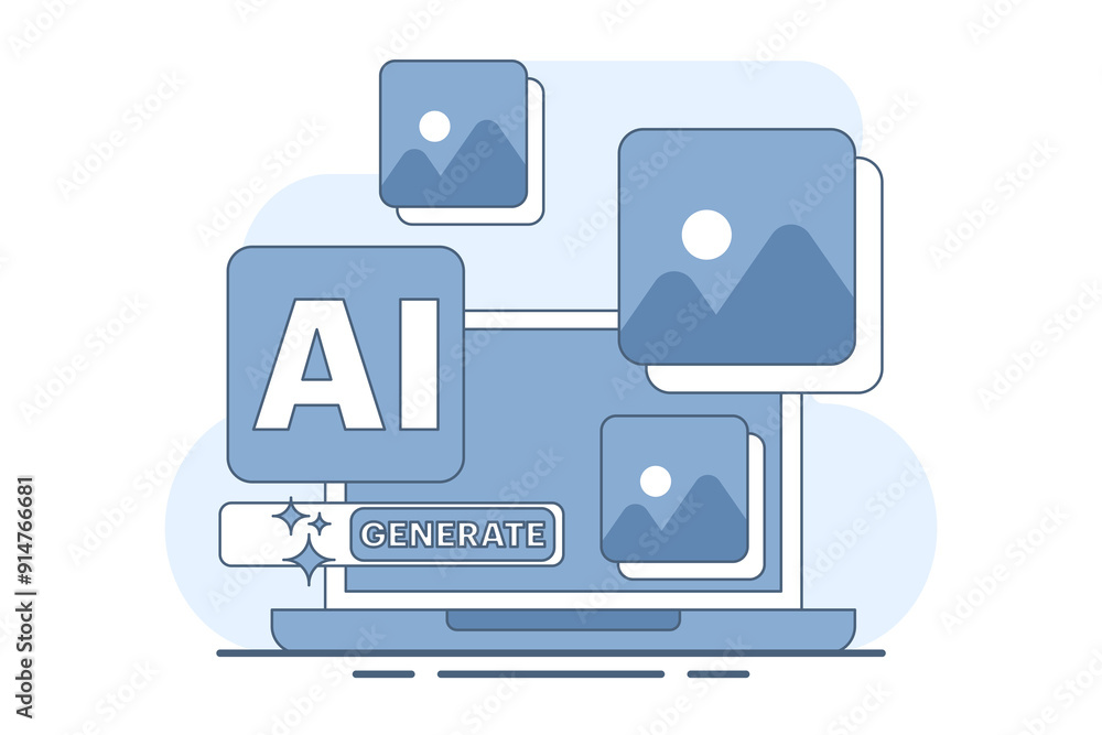 Generative AI model training concept using big data in machine learning. AI content creation with AI-powered assistant for writing articles, artificial intelligence coding. Vector illustration. Generative AI model training concept using big data in machine learning. AI content creation with AI-powered assistant for writing articles, artificial intelligence coding. Vector illustration.