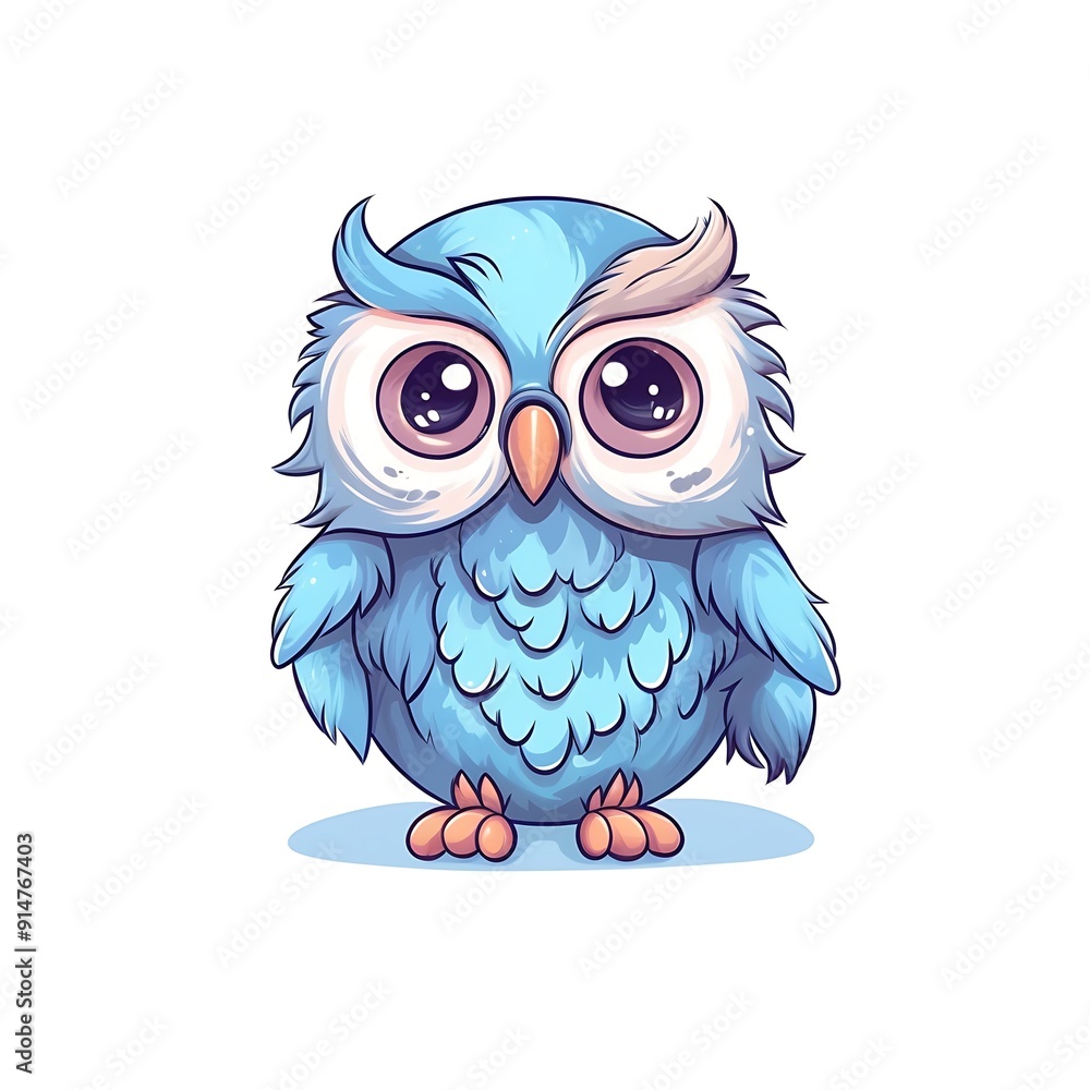 Fototapeta premium Cute Blue Owl Illustration